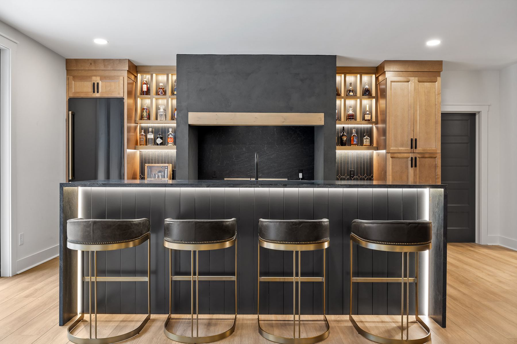 Luxury basement build Atlanta golf simulator